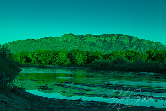 Landscape: Autumn Golden Hour on the Rio Grande Bosque, Severe Protanopia